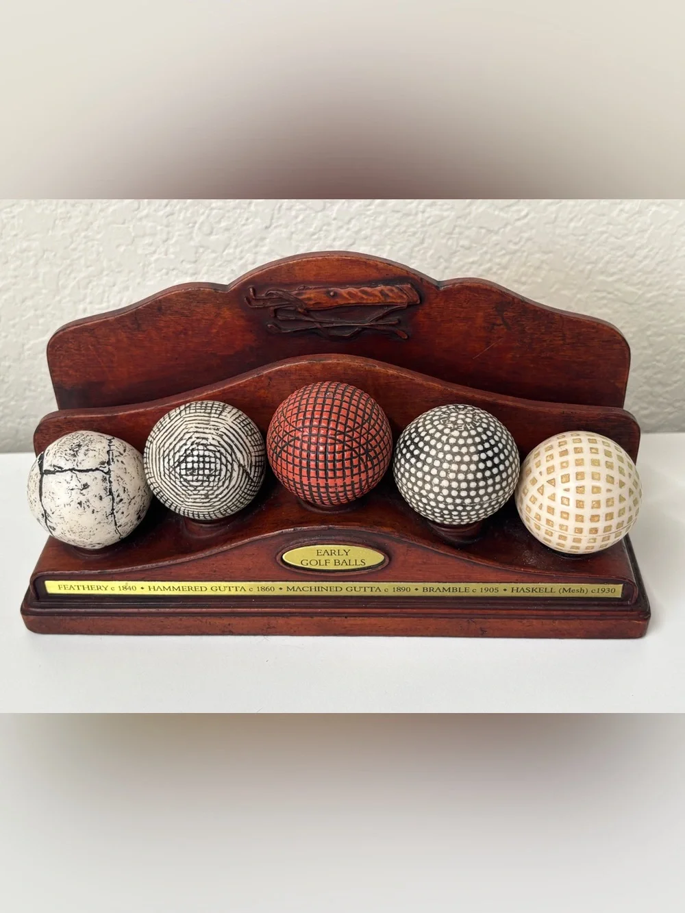 Vintage History of Golf Balls Display Letter Holder/Desk Organizer/ 8